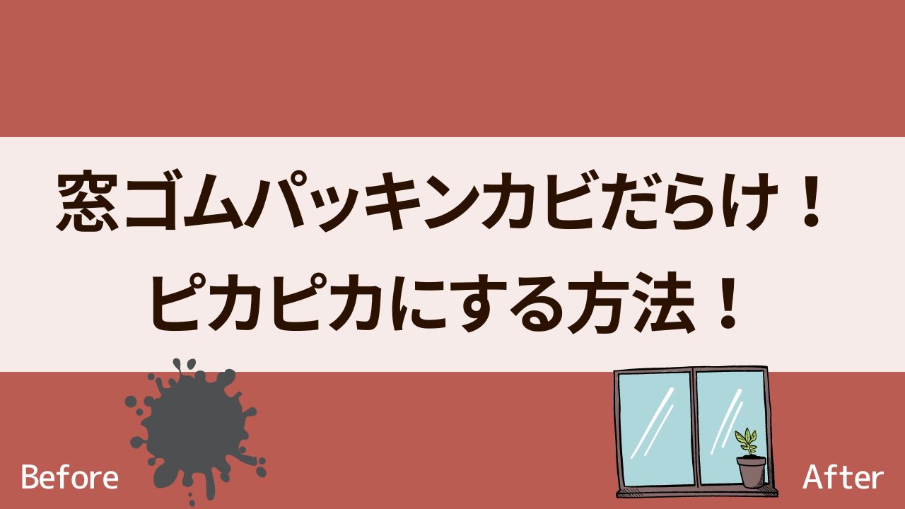 窓ゴムパッキン　カビだらけ　カビとれない